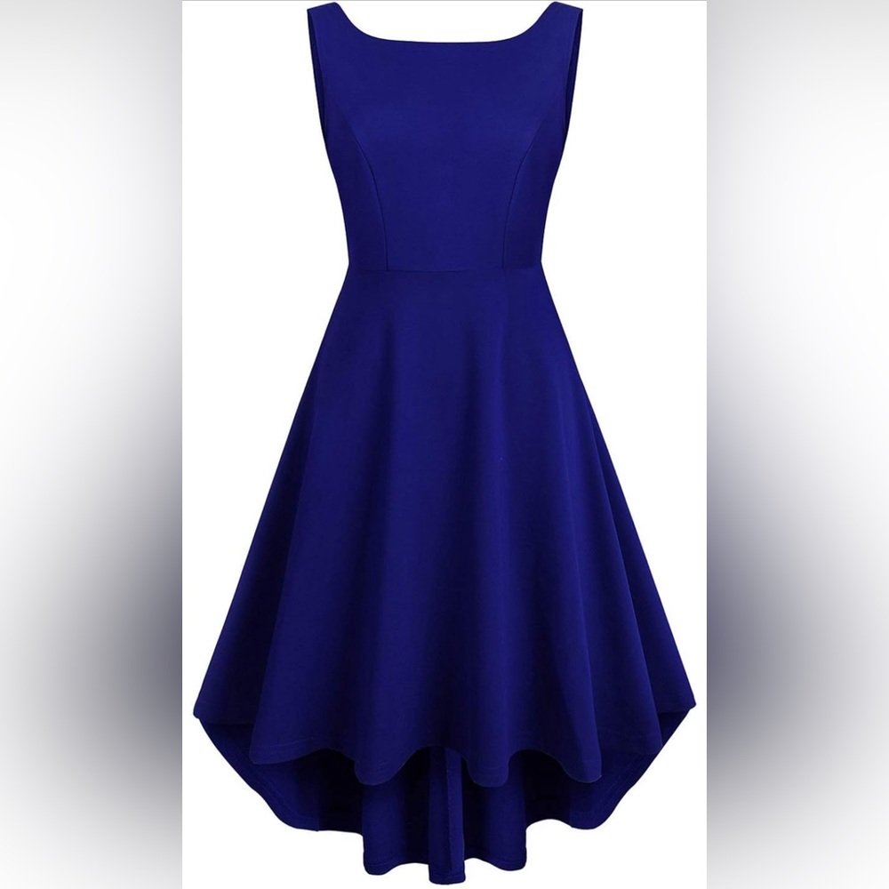 REORIA Women Sleeveless Boat Neck High Low Vintage